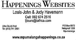 For all your advertising requirements contact us at Happenings Websites nation wide